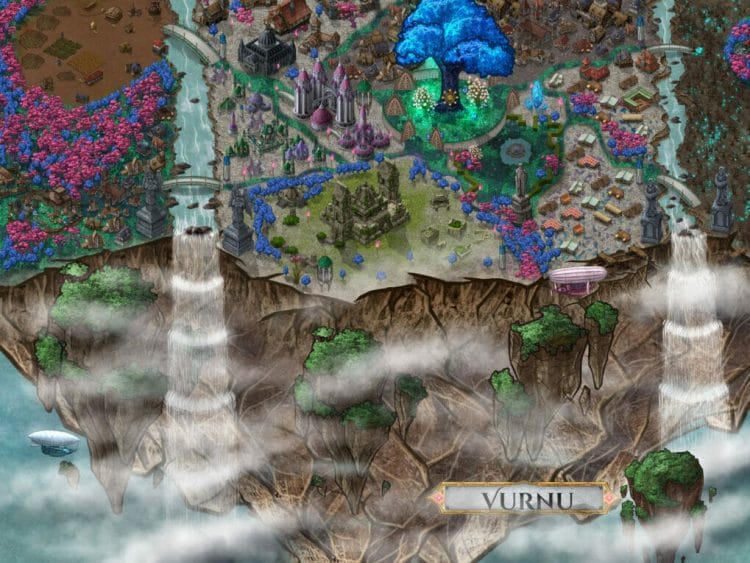 Fantasy land map sky city Vurnu made with Inkarnate
